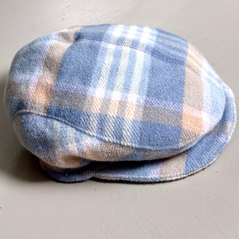 BISCOTTI CHAPLINO Vintage Baby Plaid Wool Blend Newsboy Flat Cap Cabbie Hat